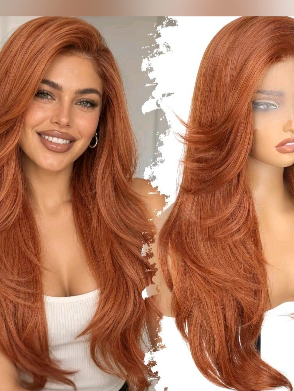 ORSUNCER 26" Ginger Premium Synthetic 13x4 Glueless Free Part Lace Front Wig